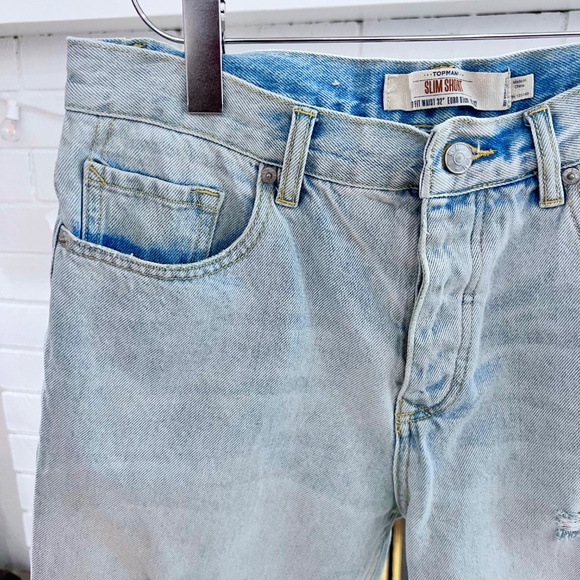 TOPMAN Distressed Denim Slim Shorts - Picture 3 of 4